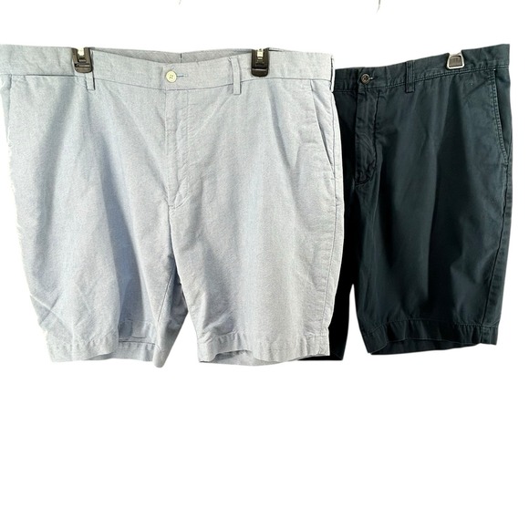 Polo Ralph Lauren 2 Shorts Mens Size 40 Blue & Navy‎ Cotton Chino Flat Front - Picture 1 of 12